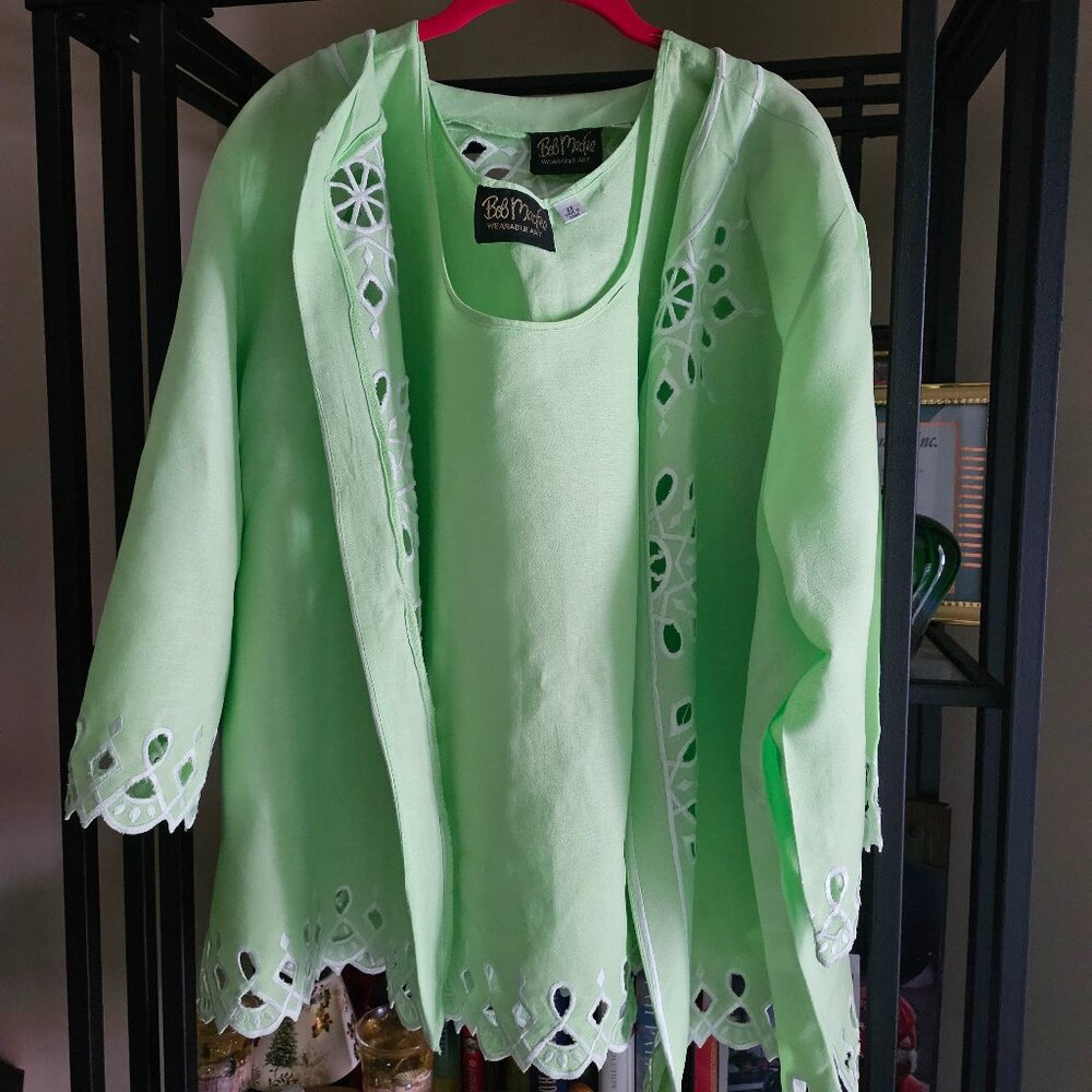 Bob Mackie Wearable Art Twin Set Jacket And Top With Embroidery